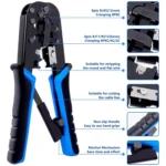 Network UTP Crimping Tool, with Ratchet, Wire stripping & cutting RJ45 RJ11 RJ12 6P 8P 8C 6P 6C 4C 2C  8 Pin 6 Pin 12 mm 6mm with - Image 2